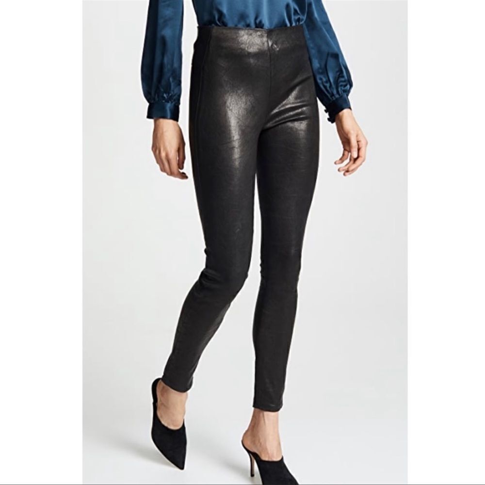 Veronica Beard Indy Lamb leather Black Leggings